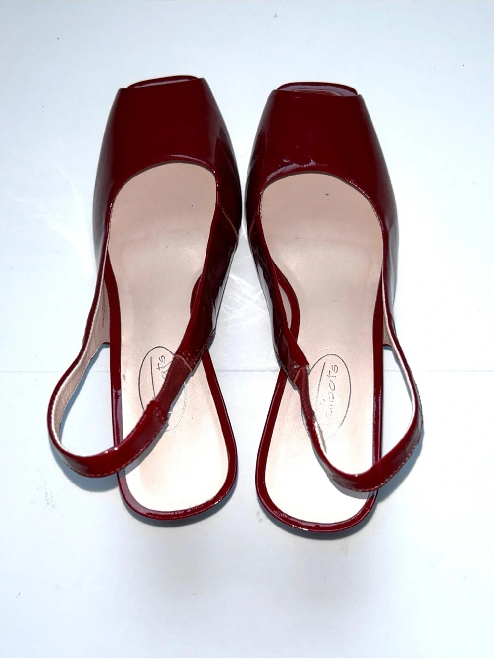Vintage Talbots Burgundy Patent Leather Wedge Slingback Heels (6.5AA)